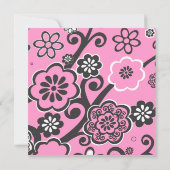 Floral Star Bat Mitzvah Invitation Roze Kaart (Achterkant)