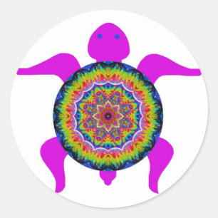 Floral Star-burst Kaleidoscopische Mandala Turtle Ronde Sticker