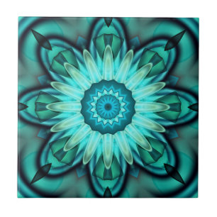 Floral Star Geometric Turquoise Blauwgroen Tegel Tegeltje
