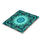 Floral Star Geometric Turquoise Blauwgroen Tegel Tegeltje (Zijkant)