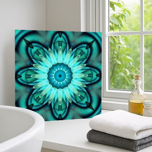 Floral Star Geometric Turquoise Blauwgroen Tegel Tegeltje