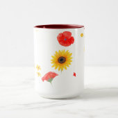 Floral Star & Heart Mug – Bright Sunflower & Red Mok (Midden)
