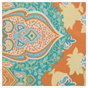 Floral Star Textile Oranje Paisley Fabric Art Stof