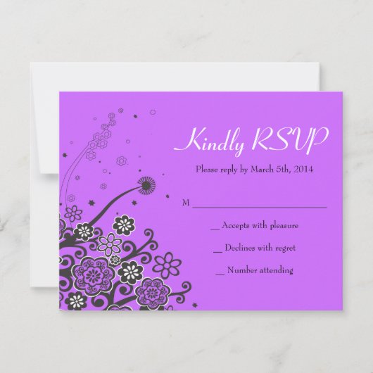 Floral Star van David Bat Mitzvah Uitnodigingsantw Kaart (Voorkant)