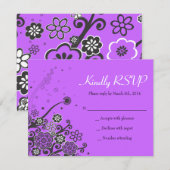 Floral Star van David Bat Mitzvah Uitnodigingsantw Kaart (Voorkant / Achterkant)