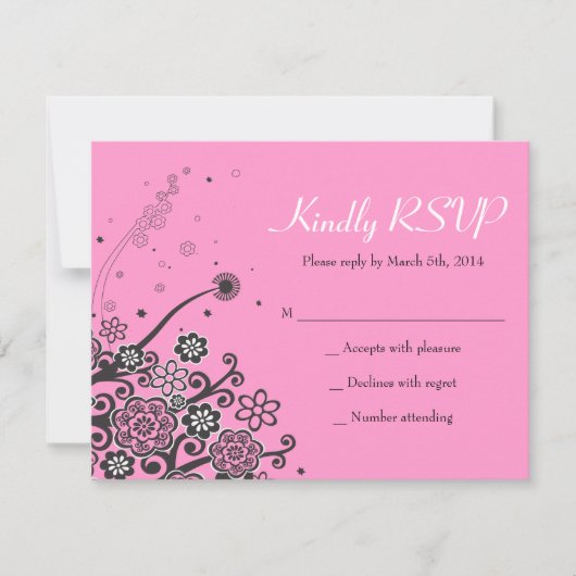 Floral Star van David Bat Mitzvah Uitnodigingsantw Kaart (Voorkant)