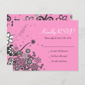 Floral Star van David Bat Mitzvah Uitnodigingsantw Kaart (Voorkant / Achterkant)