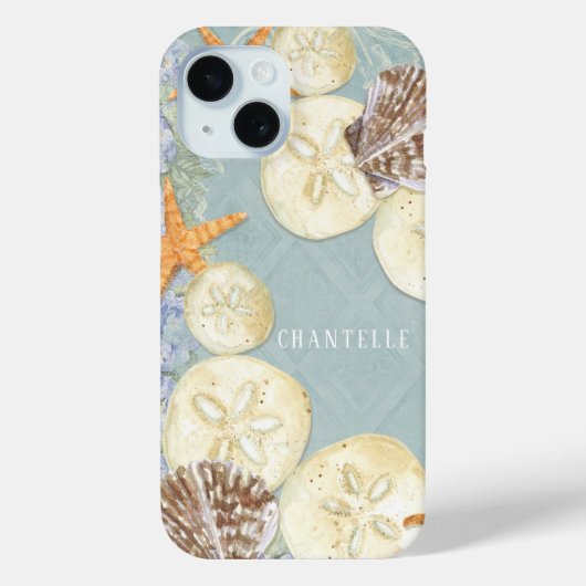 Floral Starfish Sea Shells Beach Blue Case-Mate iPhone Case (Achterkant)