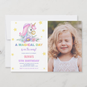 Floral Stars Unicorns Verjaardag Uitnodigingen fot