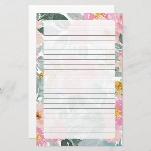Floral Stationery Briefpapier (Voorkant / Achterkant)