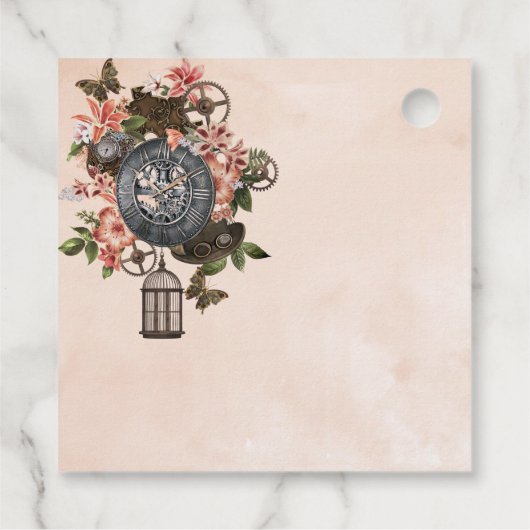 Floral Steampunk bruiloft dank u Bedankjes Labels (Achterkant)