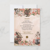 Floral Steampunk Bruiloft Receptie Invoegen Kaart (Voorkant)