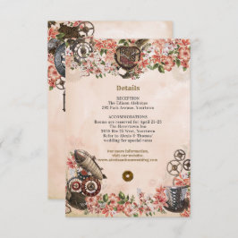 Floral Steampunk Bruiloft Receptie Invoegen Kaart