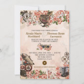 Floral Steampunk bruiloft uitnodiging (Voorkant)