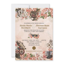 Floral Steampunk bruiloft uitnodiging
