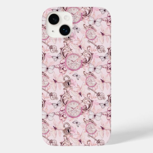 Floral Steampunk Clockwork - Kersenbloesems Case-Mate iPhone Case (Achterkant)