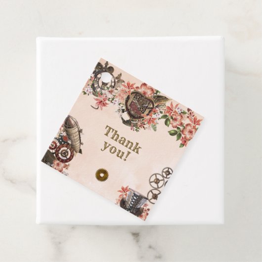Floral Steampunk dank u Bedankjes Labels (In situ)
