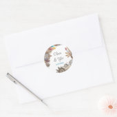 Floral Steampunk trouwdatum en namen Ronde Sticker (Envelop)