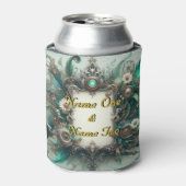 Floral Steampunk Wedding Groen en Zilver Blikjeskoeler (Blikje Voorkant)