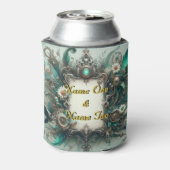 Floral Steampunk Wedding Groen en Zilver Blikjeskoeler (Blikje Achterkant)