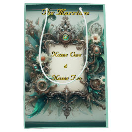 Floral Steampunk Wedding Groen en Zilver Medium Cadeauzakje