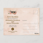 Floral Steampunk Wedding Save the Date Briefkaart (Achterkant)