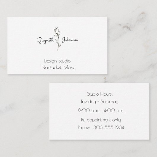 Floral Stem zwart-wit Visitekaartje