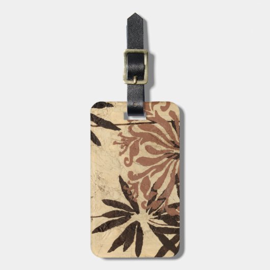 Floral Stencil Design met Tawny Leaves Bagagelabel (Voorkant verticaal)
