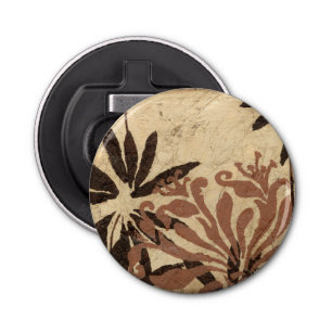 Floral Stencil Design met Tawny Leaves Button Flesopener