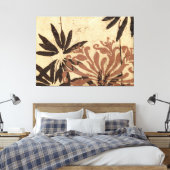 Floral Stencil Design met Tawny Leaves Canvas Afdruk (Insitu (Slaapkamer))