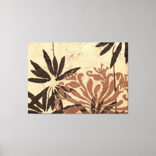 Floral Stencil Design met Tawny Leaves Canvas Afdruk (Voorkant)
