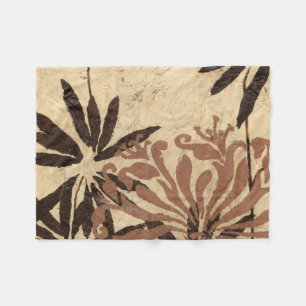 Floral Stencil Design met Tawny Leaves Fleece Deken