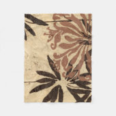 Floral Stencil Design met Tawny Leaves Fleece Deken (Voorkant)