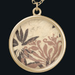 Floral Stencil Design met Tawny Leaves Goud Vergulden Ketting<br><div class="desc">Dit stencil ontwerp van bloemblad met een smaakgekleurde kleur heeft een rustige achtergrond,  die het een  gevoel geeft. Een Jennifer Goldberger origineel,  deze print zou een geweldig geschenk zijn voor iemand die geniet van het netelige gevoel van dit soort stukken!</div>
