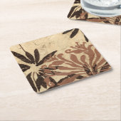Floral Stencil Design met Tawny Leaves Kartonnen Onderzetters (Schuin)