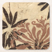 Floral Stencil Design met Tawny Leaves Kartonnen Onderzetters (Voorkant)