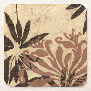 Floral Stencil Design met Tawny Leaves Kartonnen Onderzetters