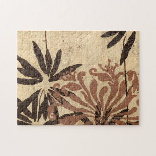Floral Stencil Design met Tawny Leaves Legpuzzel