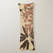 Floral Stencil Design met Tawny Leaves Lichaamskussen (Achterkant (Verticaal))