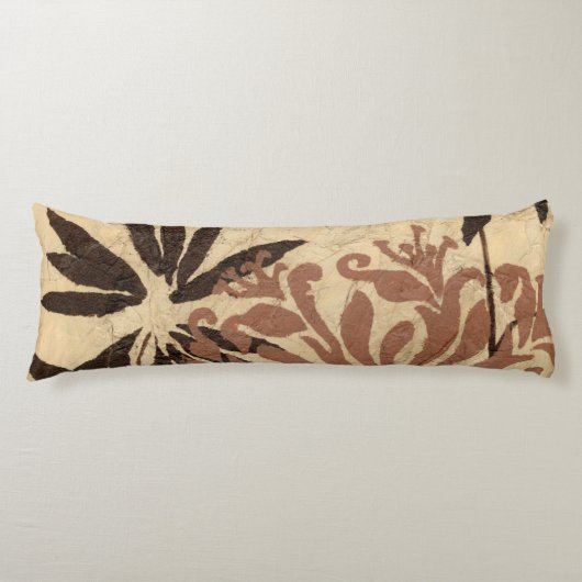Floral Stencil Design met Tawny Leaves Lichaamskussen (Voorkant)