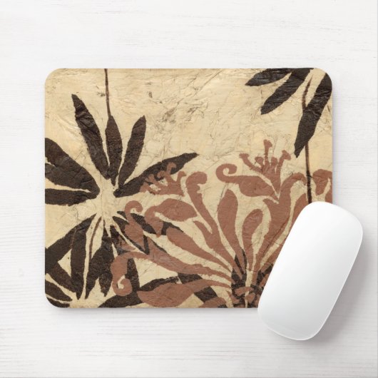 Floral Stencil Design met Tawny Leaves Muismat (Met muis)