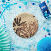 Floral Stencil Design met Tawny Leaves Papieren Bordje (Feest)