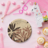 Floral Stencil Design met Tawny Leaves Papieren Bordje (Feest)