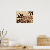 Floral Stencil Design met Tawny Leaves Poster (Keuken)