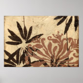 Floral Stencil Design met Tawny Leaves Poster (Voorkant)
