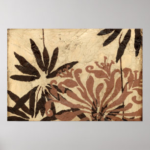 Floral Stencil Design met Tawny Leaves Poster