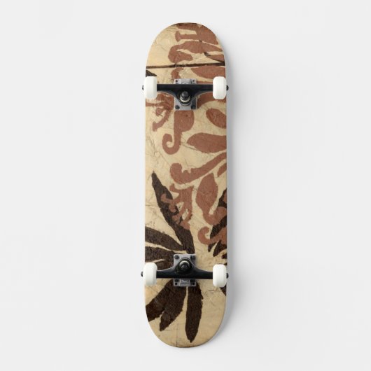 Floral Stencil Design met Tawny Leaves Skateboard (Voorkant)