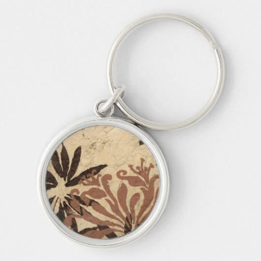 Floral Stencil Design met Tawny Leaves Sleutelhanger (Voorkant)