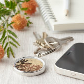 Floral Stencil Design met Tawny Leaves Sleutelhanger (Zijkant)