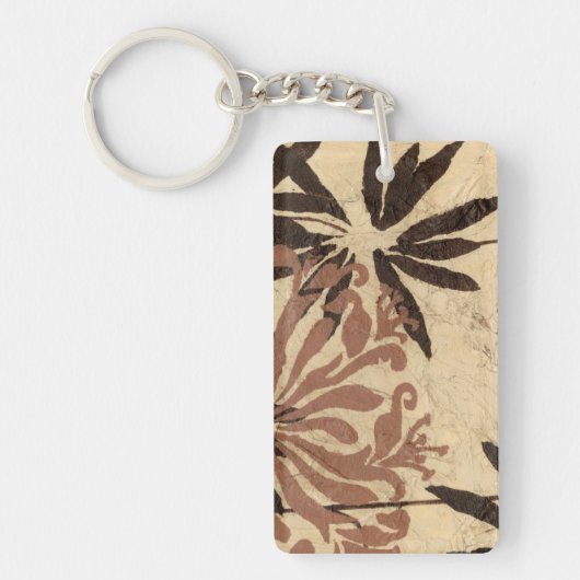 Floral Stencil Design met Tawny Leaves Sleutelhanger (Voorkant)